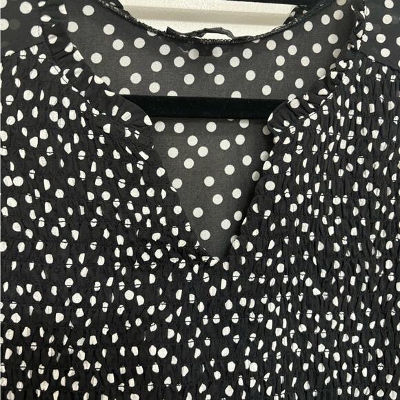 Lane Bryant Black and White Polka Dot Shirred Tunic - Size 14/16 - Picture 5 of 7